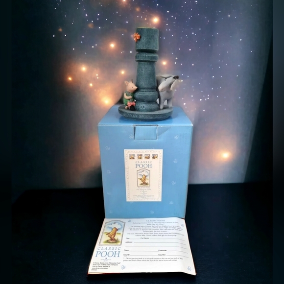 🆕️ Classic Pooh Eeyore Piglet Candlestick Blue A0057 The 100 Acre Wood Rare! - Picture 1 of 8